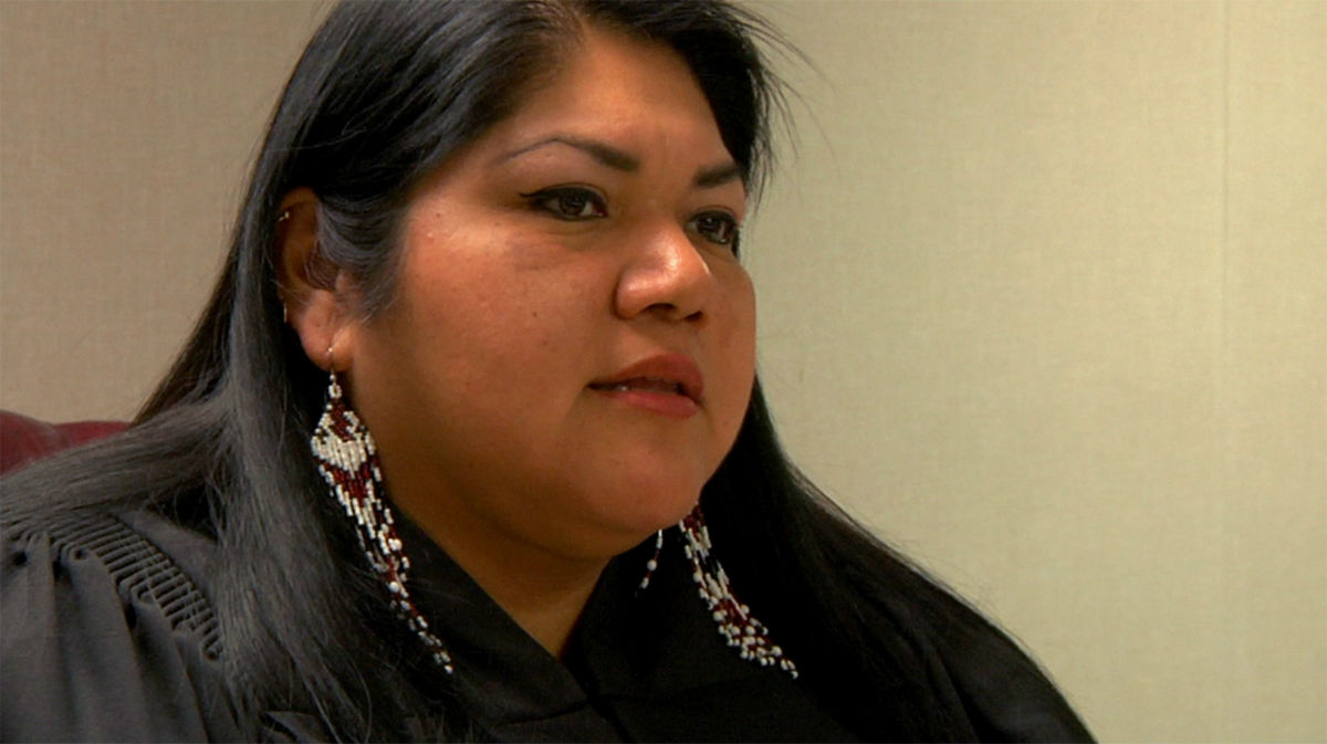 Judge Claudette White presiding over the Quechan Tribal Court. (Photo: Anne Makepeace)