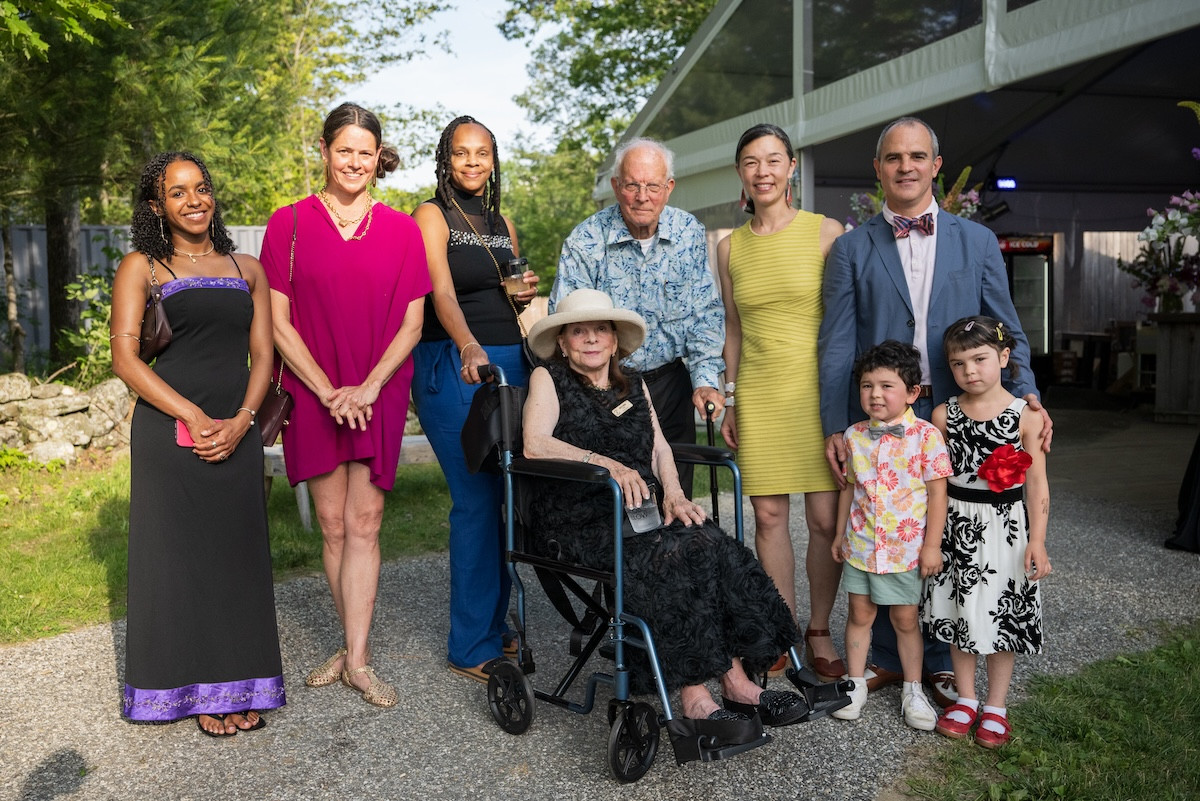 Sylvia T. Pope (center in hat) and guests at Jacob&#39;s Pillow Season Opening Gala 2025. Cherylynn Tsushima photo.