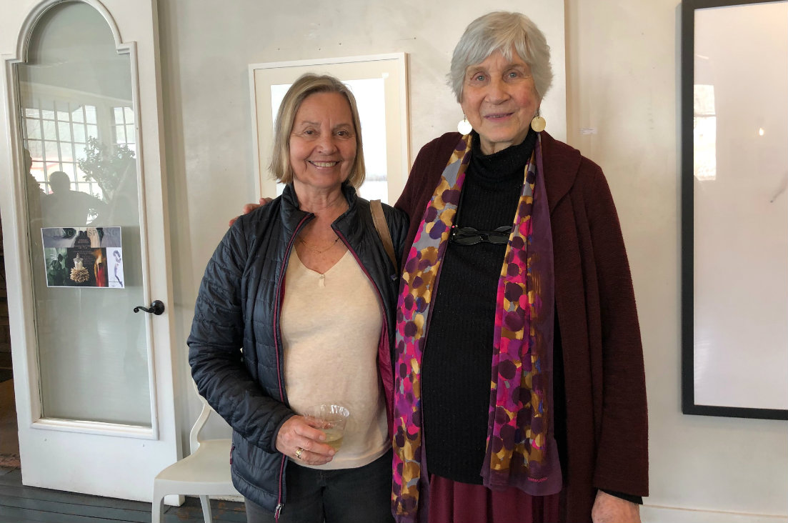 Vera Lecocq with Peggy Braun, who works in several mediums, including monoprints and collage. Vera Lecocq with Peggy Braun, who works in several mediums, including monoprints and collage.