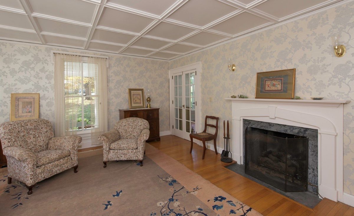Front parlor with fireplace