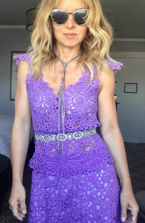 Gershon&nbsp;in one of the first pieces she owned, made to order. "It&#39;s a different technique than Irish lace: there&#39;s not so much netting around the motifs," she says. All photos courtesy of Beata Gershon.