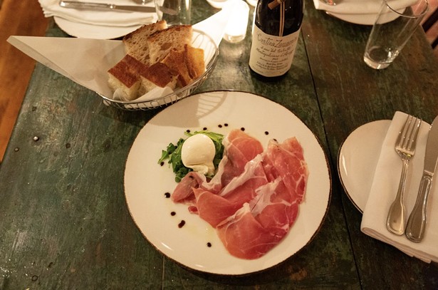 Parma ham and mozzarella