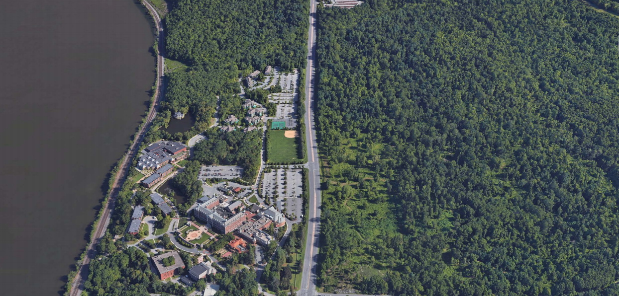 An aerial view of the future site of Bellefield to the left. The CIA is the complex at right.&nbsp;