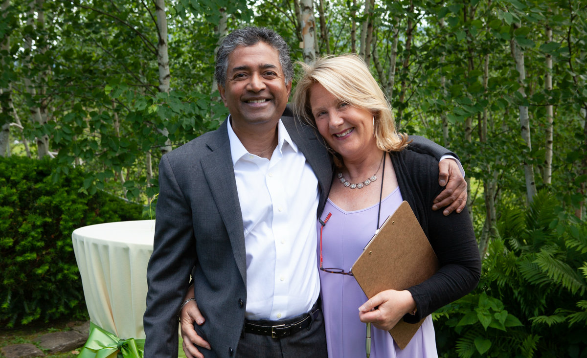 Bhima Nitta and Alison Larkin, auctioneer