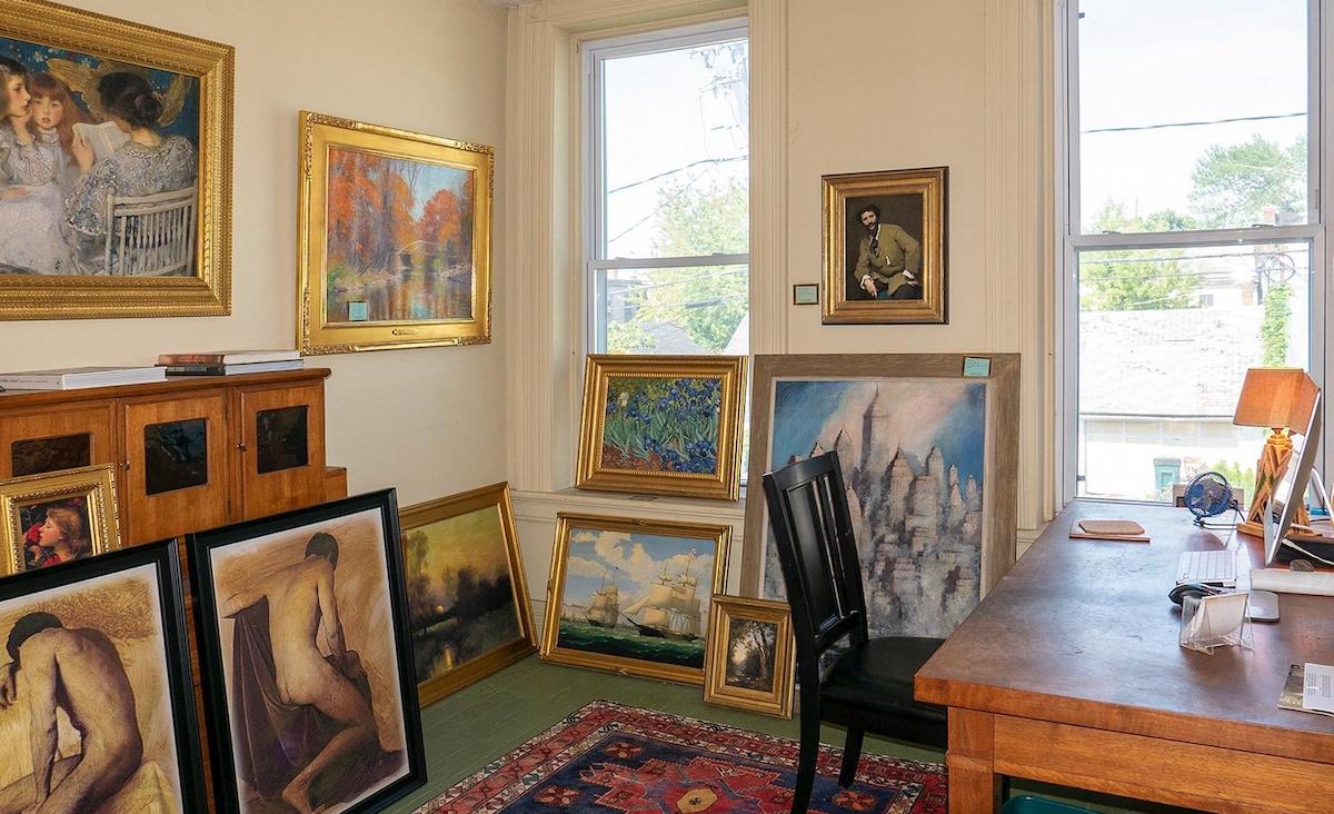 Second-floor bedroom, currently used as a workspace