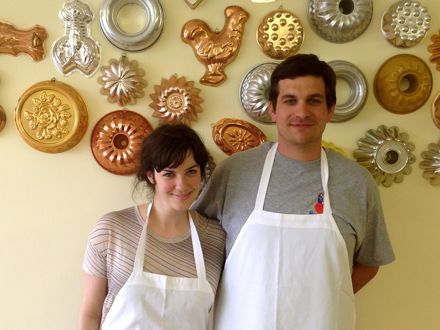 Blackforsest Bakery owner Audrey and Sam Leary with molds