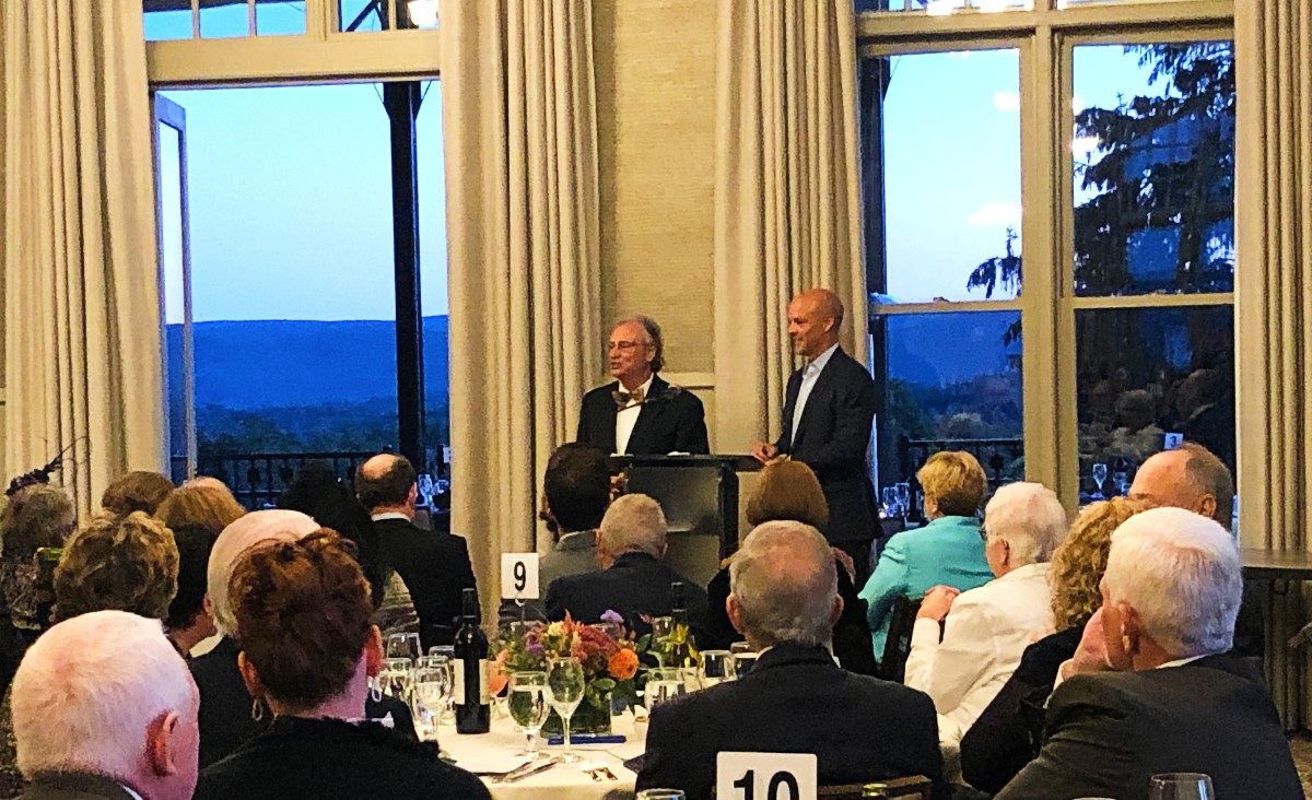 Massachusetts State Senator Adam Hinds and former Pittsfield mayor Jimmy Ruberto address the audience about the importance of music and supporting the BMS.