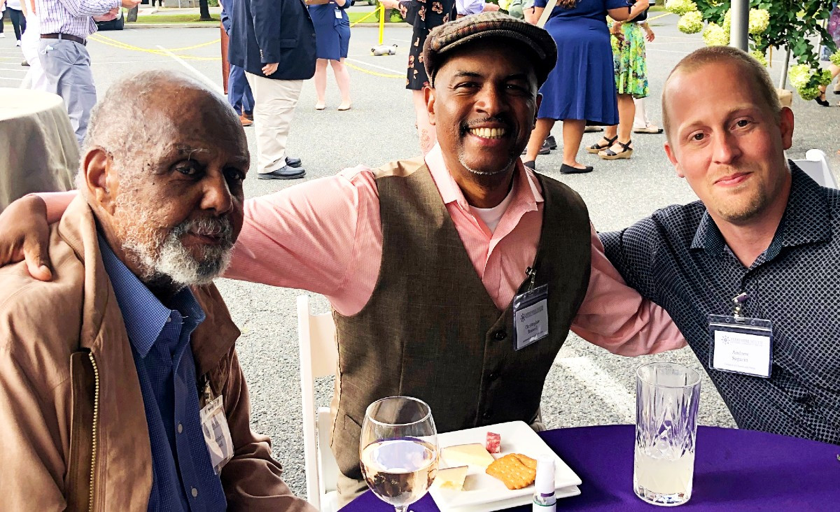 Christopher S. Boswell, Christopher Boswell, the evening&#39;s auctioneer; Andrew Sagarin, director of fitness