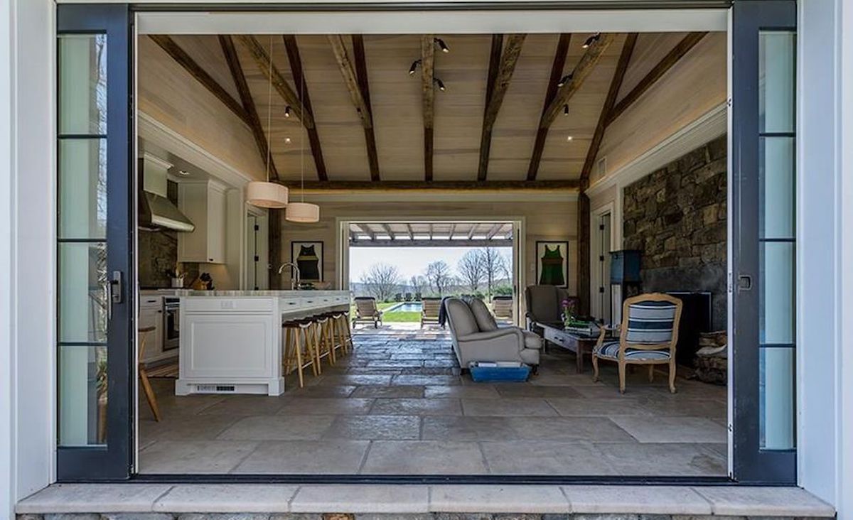 Huge doors open to the grounds