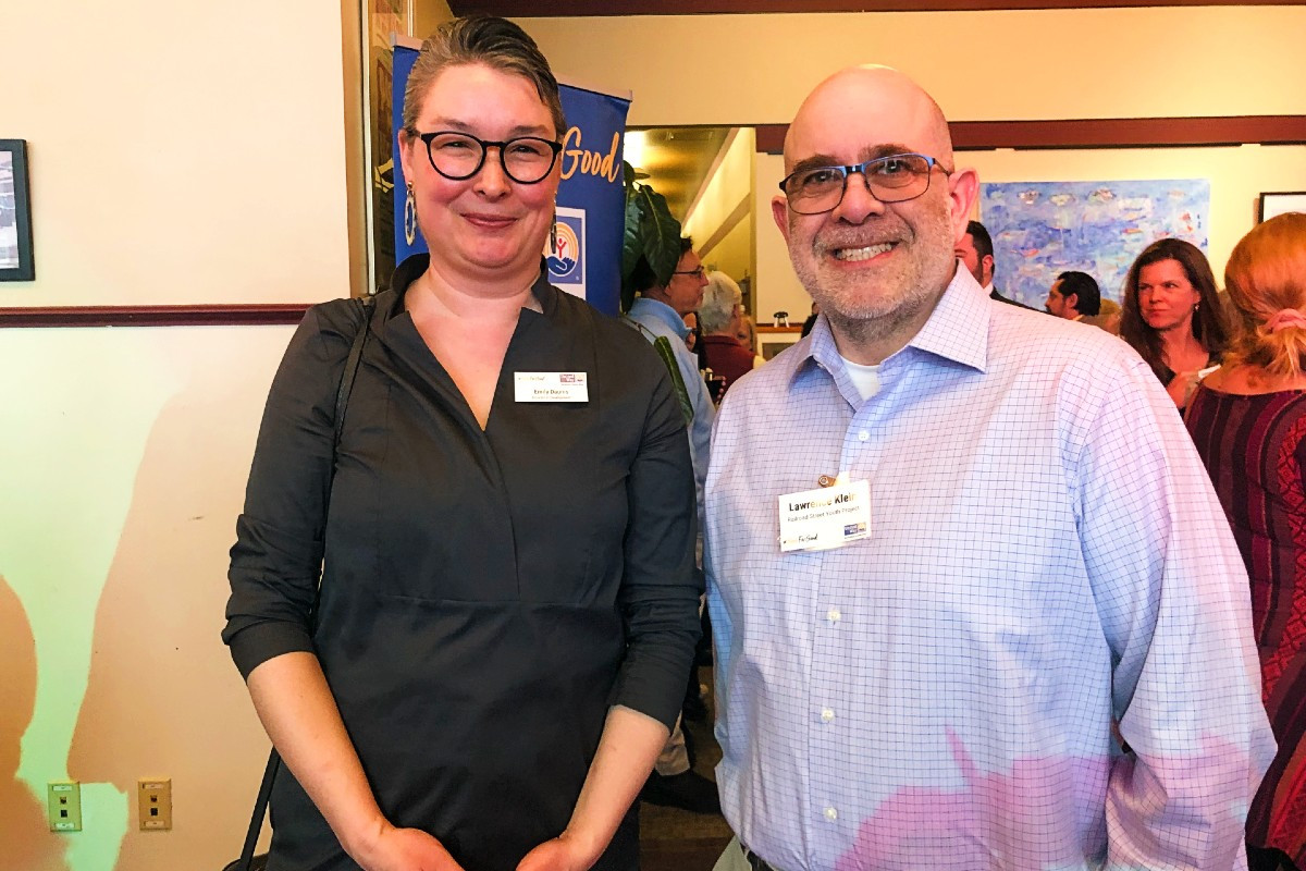 Emily Daunis, Berkshire United Way Director of Development, and Lawrence Klein from the Railroad Street Youth Project