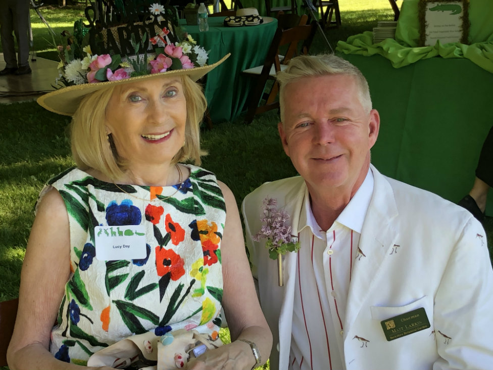 Lucy Day with Matt Larkin, BBG board chairman and creator of 23 of the topiaries in the Days' collection. Lucy Day with Matt Larkin, BBG board chairman and creator of 23 of the topiaries in the Days' collection.