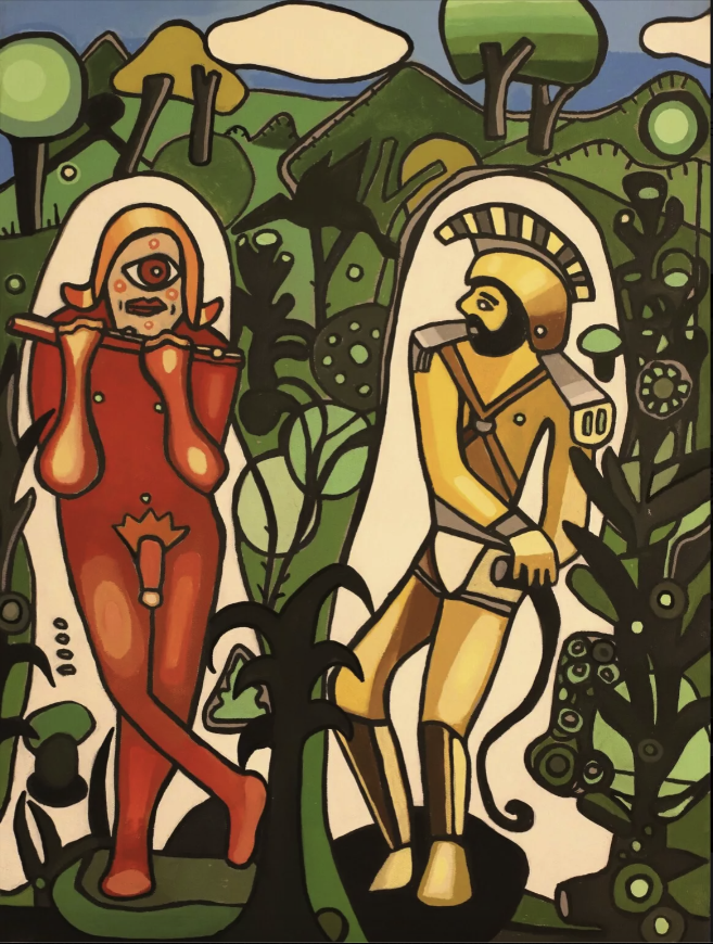 The Flute Player and the Soldier, Matt Bede Murphy, oil on canvas, 2024