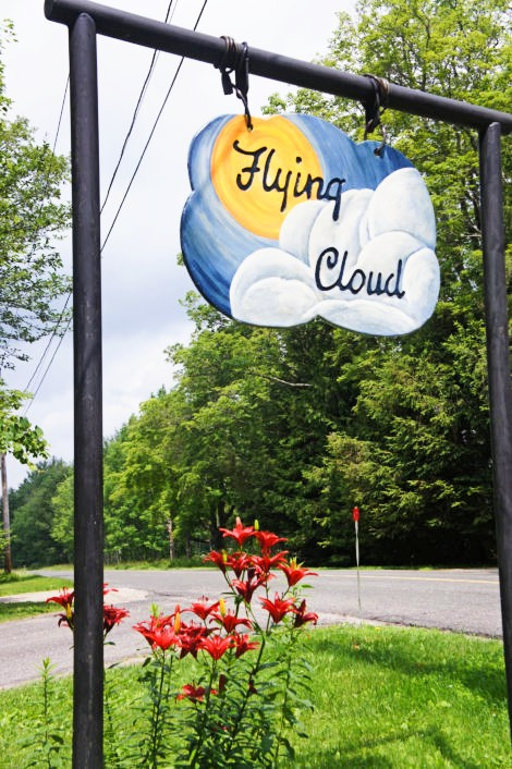The sign marking the spot, on Route 183 in New Marlborough, where Flying Cloud Institute was founded by Jane and Larry Burke in 1984. Photo credit: Hannah Van Sickle