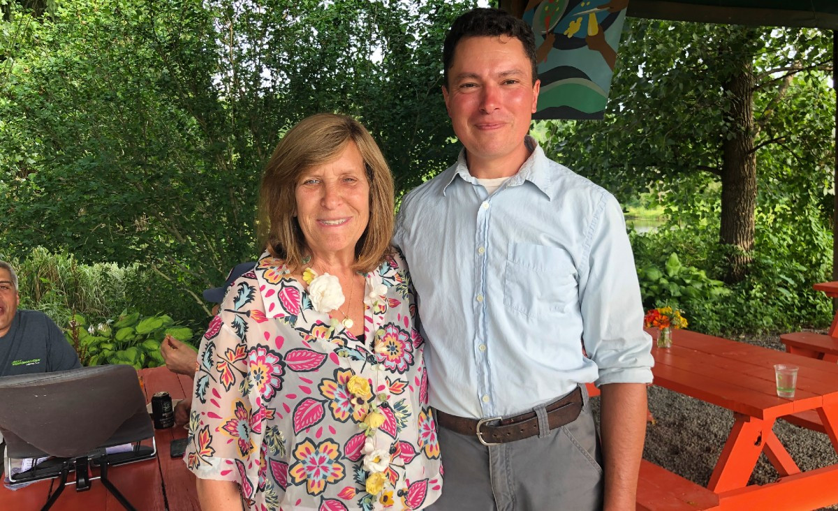 Board member Nina Freedman with "Farmer Jon" Ronsani