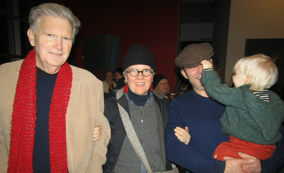 Dr. Don Franck, ceramic artist Mary Anne Davis, Adam Stofsky and his son Rowan