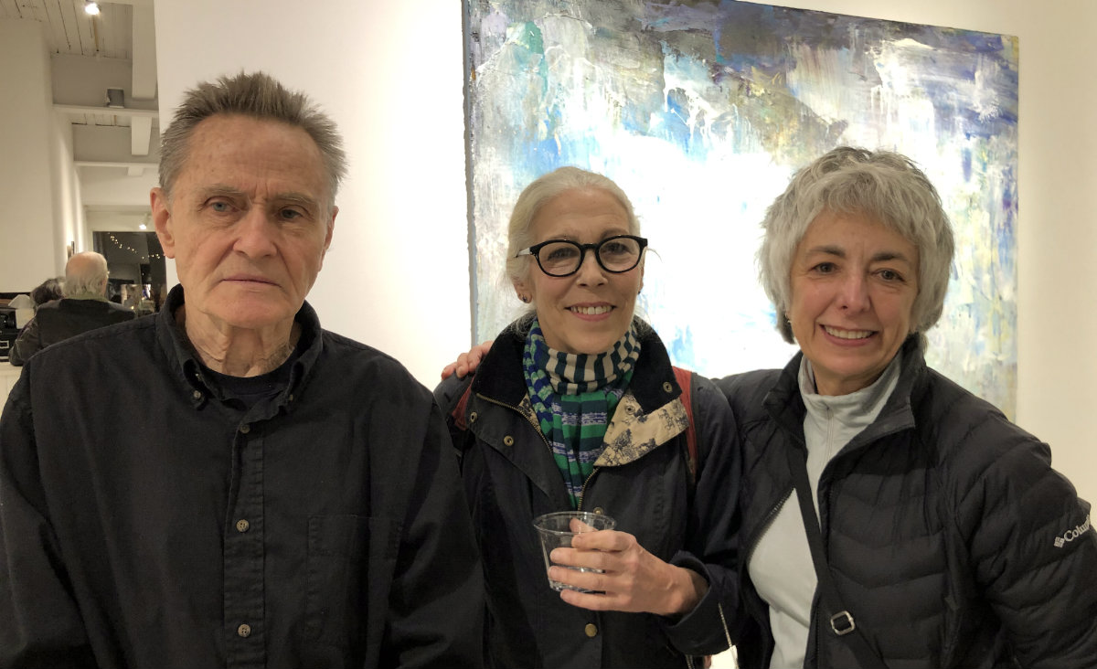 Exhibiting artist Gary Buckendorf&nbsp;with Sarah Berney and artist&nbsp;Jean Feinberg
