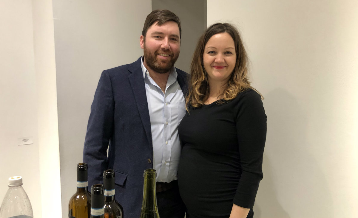 Douglas Thorsey of Hillrock Distillery and Linden Scheff, the gallery&#39;s codirector&nbsp;