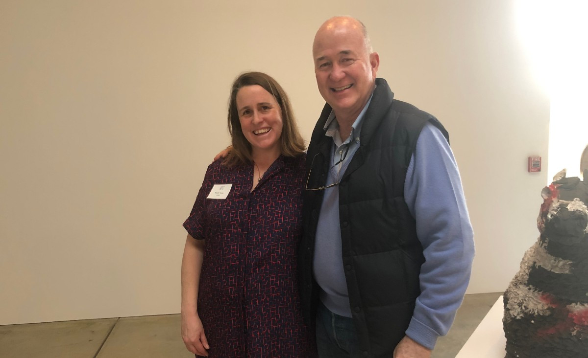 Nicole Hayes, Art Omi curator and project director, with John Murtha, a docent
