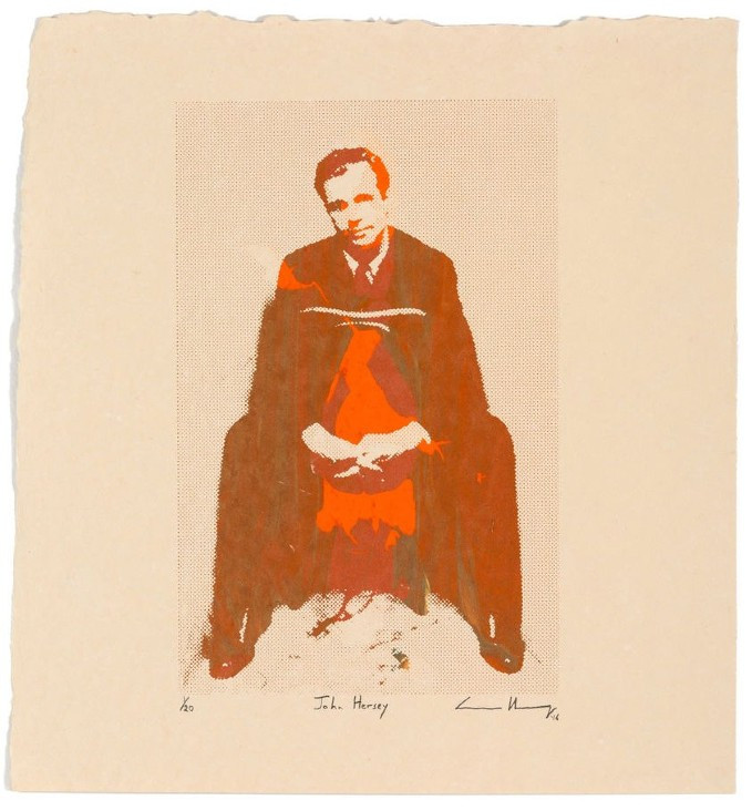 Cannon Hersey, "John Hersey, 2016," silkscreen on handmade banana leaf and cotton pulp paper, 12x18 inches