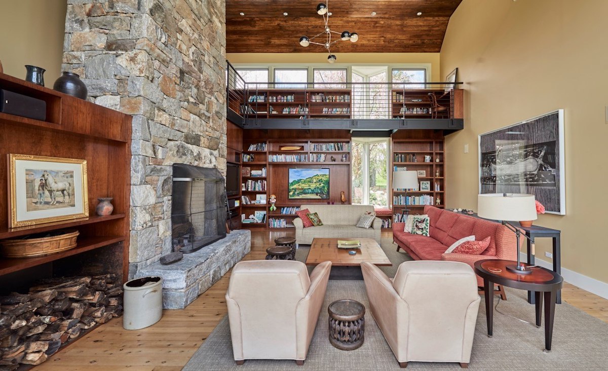 Great room with stone fireplace Great room with stone fireplace