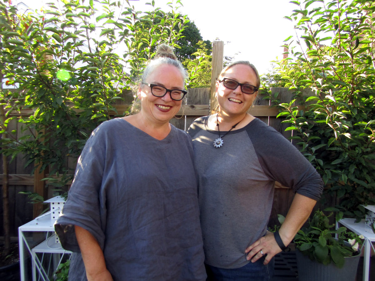 Monica Byrne and Leisah Swenson in Home/Made's back garden. Monica Byrne and Leisah Swenson in Home/Made's back garden.