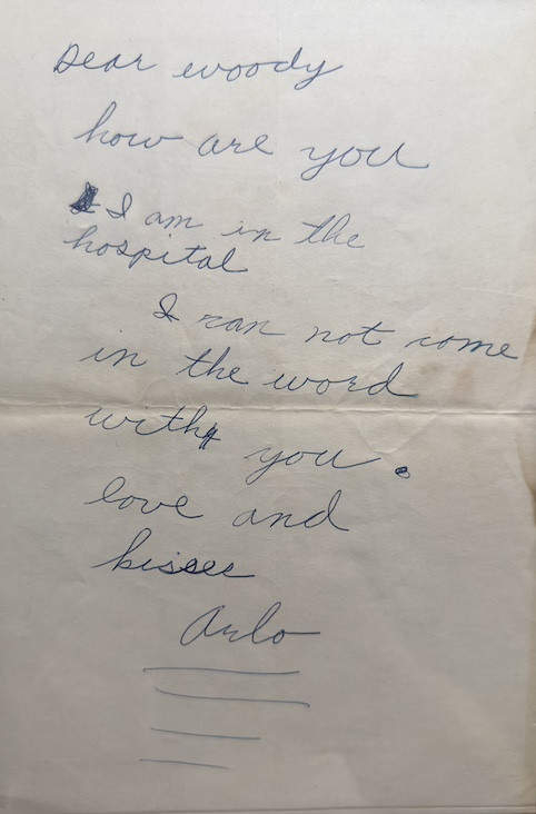 Arlo&#39;s note to Woody Guthrie in the hospital