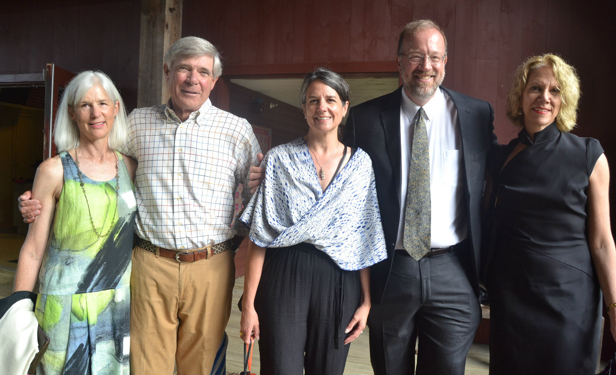 Joan Hunter, Jim Hunter, Theresa Sholes, trustee Orion Howard of Bright Ideas Brewing, and Pamela Tatge, director of Jacob&#39;s Pillow.