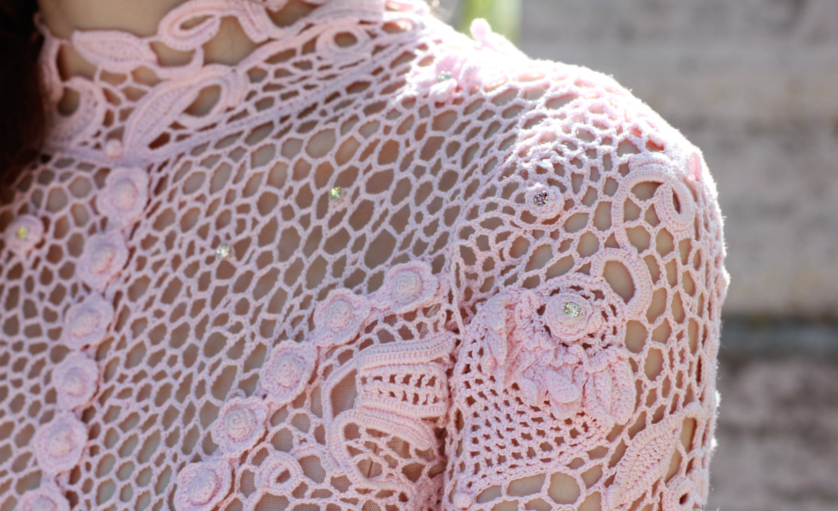 Closeup of Irish crochet lace