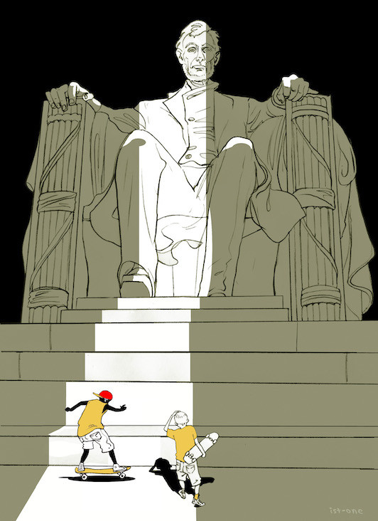 Istvan Banyai,&nbsp;Set in Stone,&nbsp;2008.&nbsp;Illustration for&nbsp;Set in Stone: Abraham Lincoln and the Politics of Memory&nbsp;by Thomas Mallon,&nbsp;The New Yorker, October 13, 2008.&nbsp;Digital.&nbsp;Image &copy; Istvan Banyai. All rights reserved.
