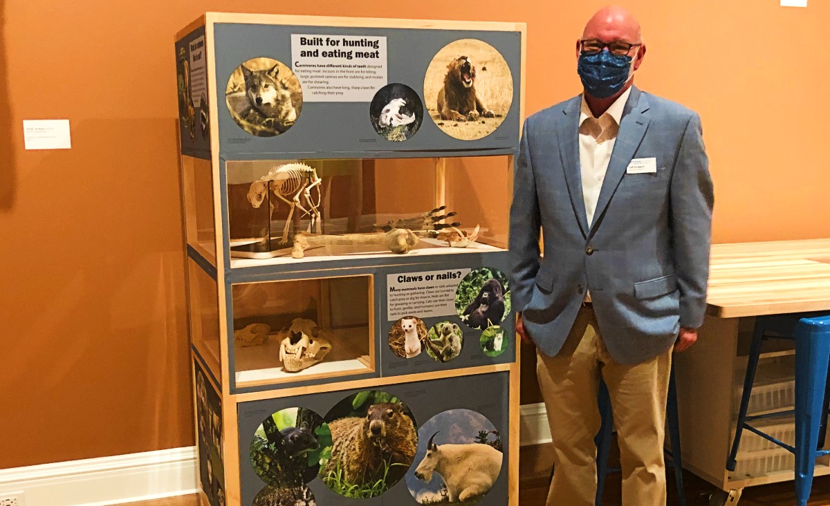 Executive Director Jeff Rodgers beside one of the mobile museum units, smaller displays that can travel to schools and other locations. Executive Director Jeff Rodgers beside one of the mobile museum units, smaller displays that can travel to schools and other locations.