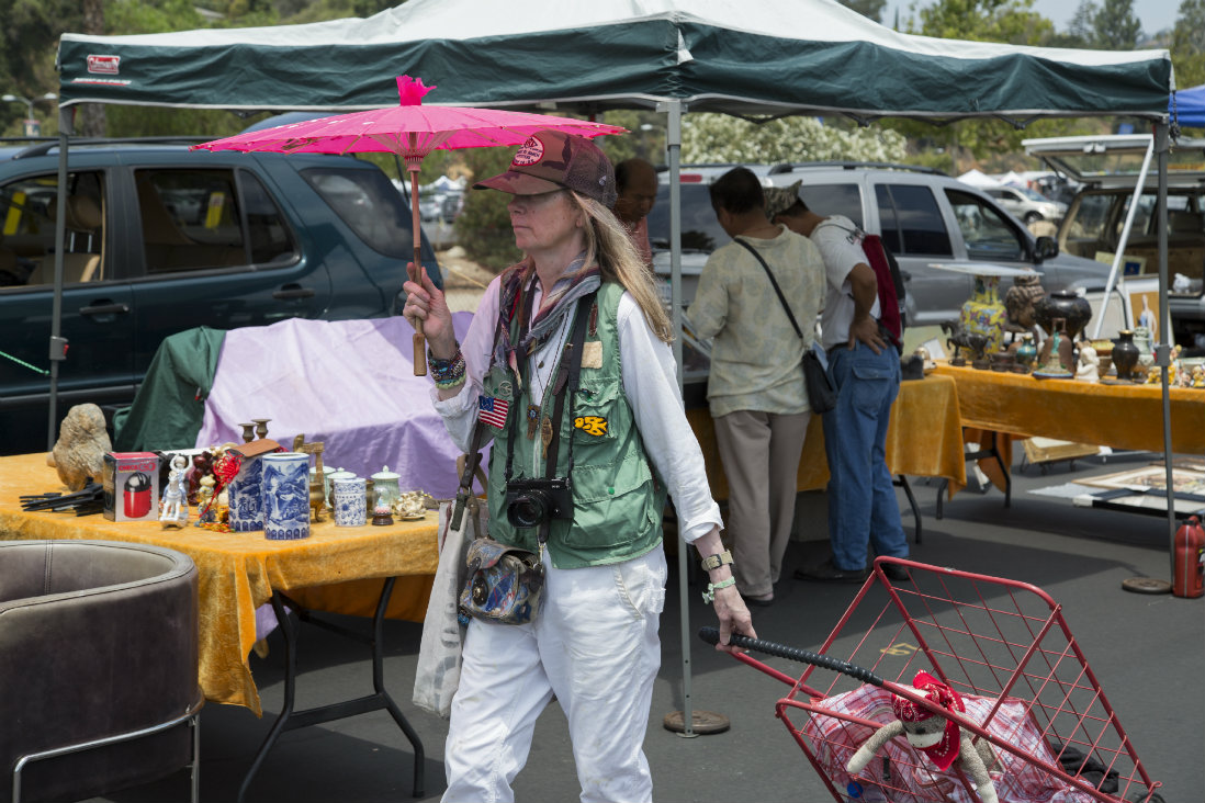 The author on the hunt at the Rose Bowl Flea Market.