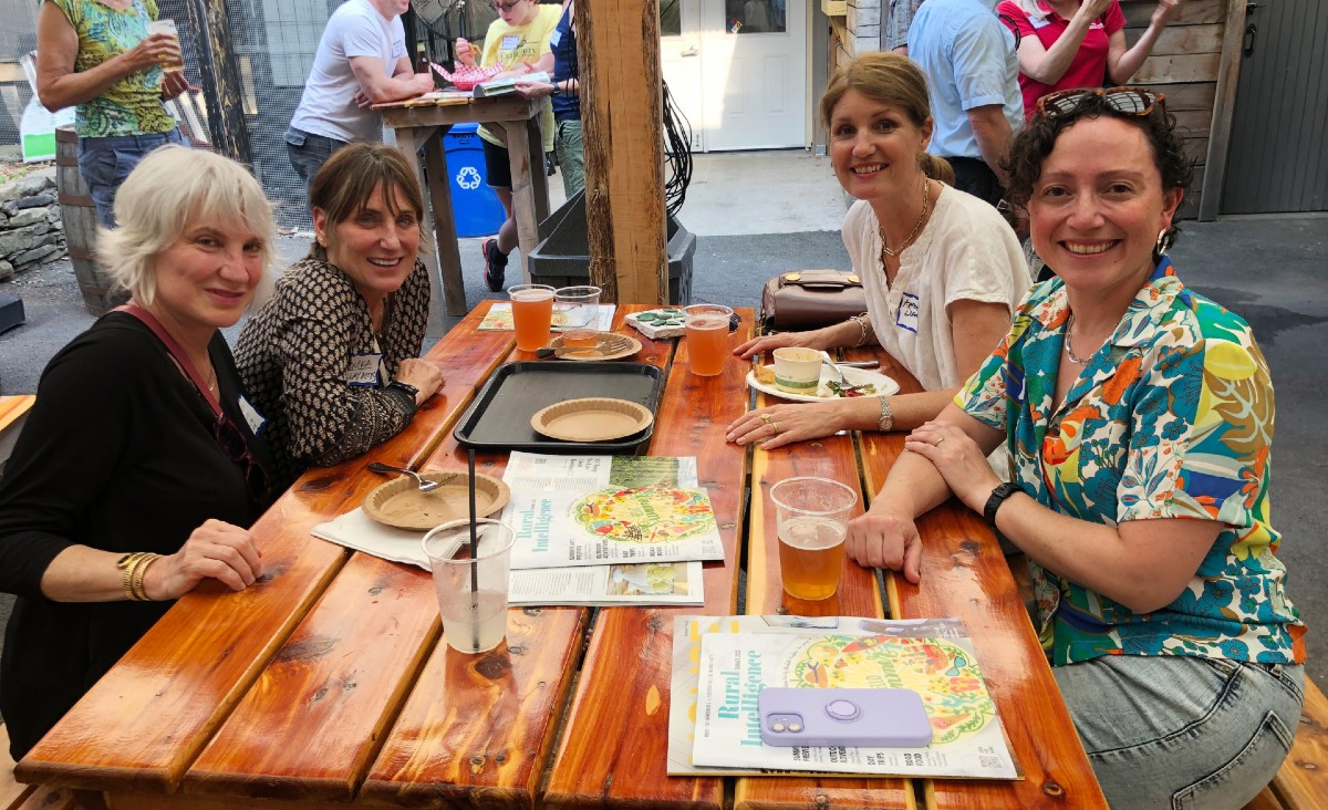 Jamie Levine and Monika Barcyzyk, both of&nbsp;Millay Arts; Katharine Dufault, a Millay alum, and Jenn Frederick of the Berkshire Taconic Community Foundation