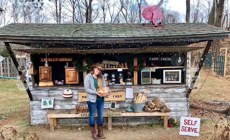 Jennifer Flandreau and her farm stand.&nbsp;