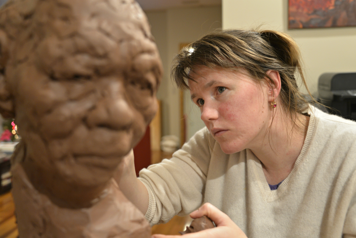 Maryna Bilak in her studio