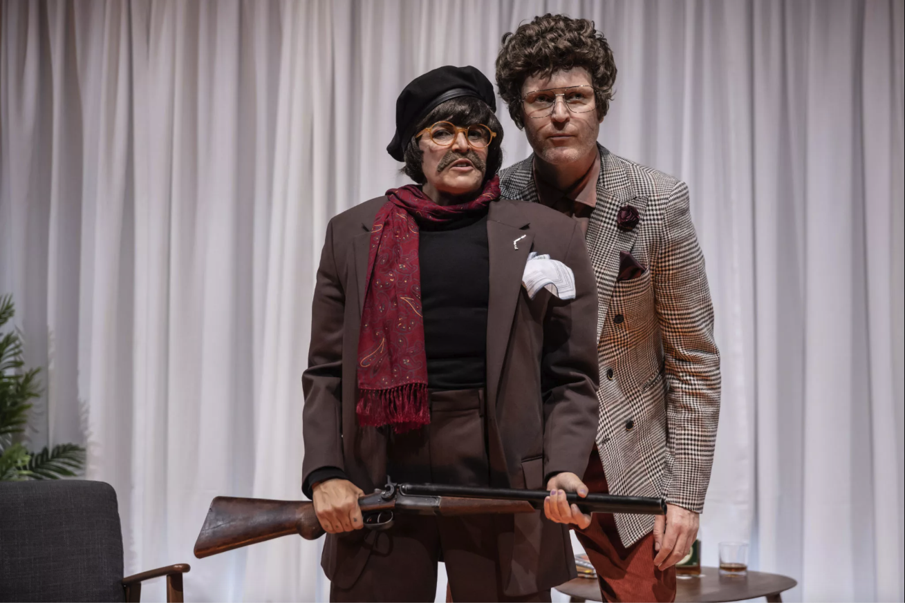 Adrienne Truscott and Feidlim Cannon star in the provocative parody "Masterclass" at Bard&#39;s Fisher Center. - Ste Murray