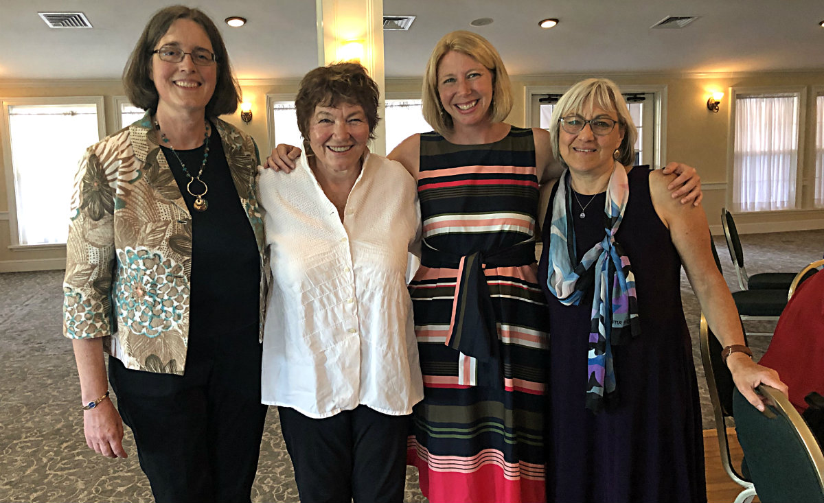 Berkshire Historical Society Board President Cynthia Farr-Brown, Shakespeare &amp; Company&#39;s Tina Packer, BHS Executive Director Lesley Herzberg, and Writer-in-Residence Jana Laiz