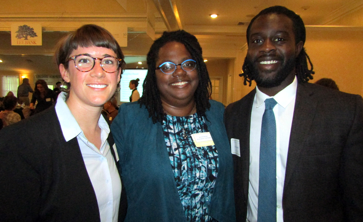 Ari Cameron, Executive Leadership award nominee&nbsp;Gwendolyn Hampton VanSant&nbsp;and&nbsp;AJ Enchill, district aide for Mass. State Senator Adam Hinds