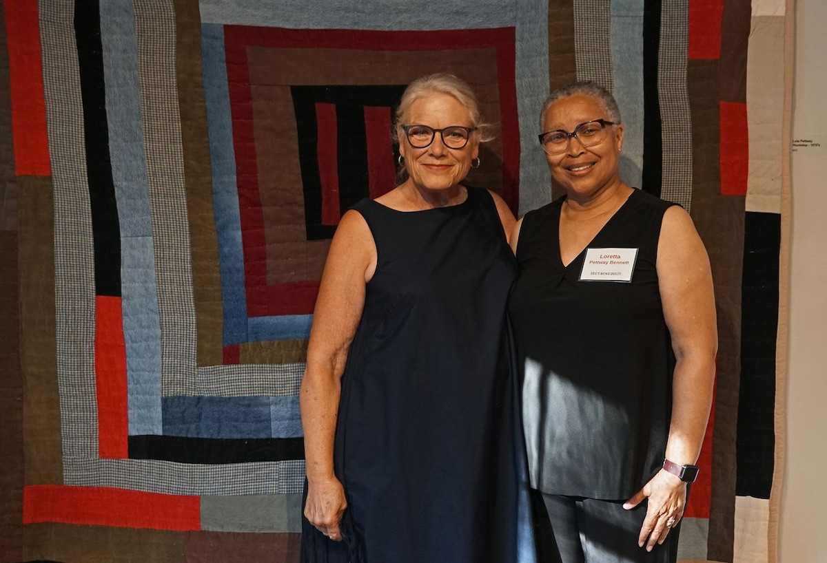 Spencertown Academy Board Vice President Madaline Sparks with Gee&rsquo;s Bend quilter Loretta Pettway Bennett. - Peter Blandori