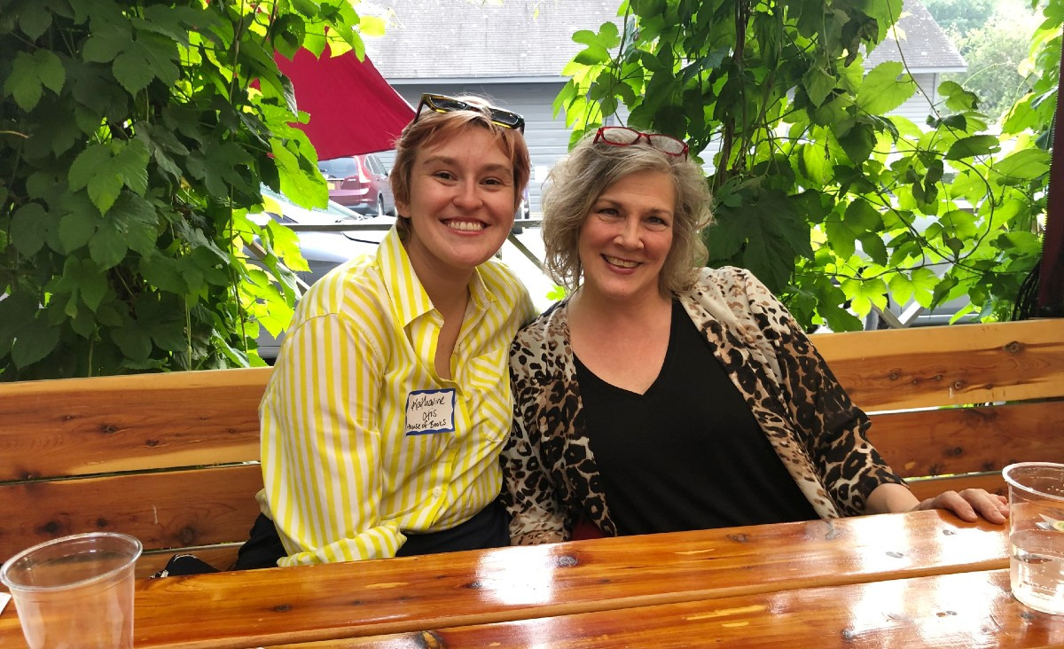 Katharine Otis, marketing and events coordinator at House of Books in Kent, and Michelle Morrill