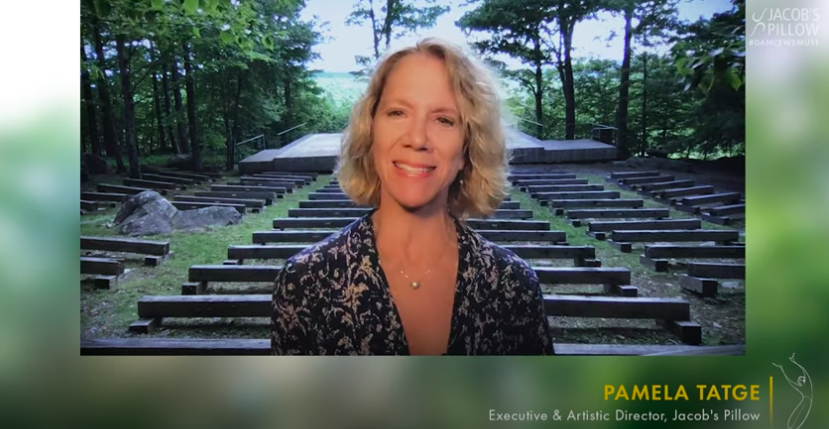Standing in front of the famed Inside/Out stage, Pamela Tatge welcomed guests. Standing in front of the famed Inside/Out stage, Pamela Tatge welcomed guests.