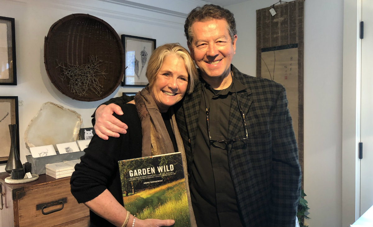 Maria Nation with Andre Baranowski, who featured her garden in his book "Garden Wild."