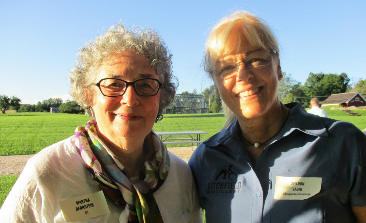Martha Bernstein, board chair of the Connecticut Community Foundation, and Sharon Vaghi representing Litchfield Distillery.&nbsp;&nbsp;