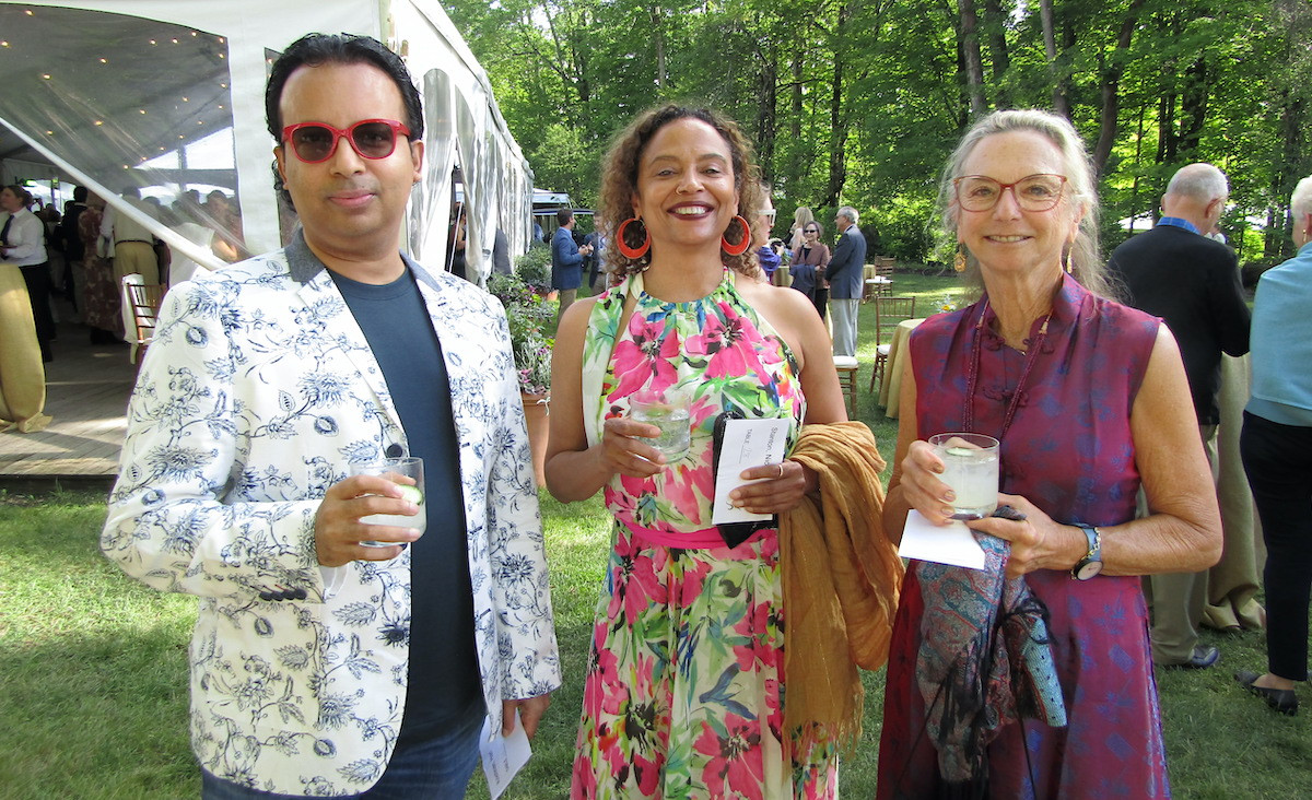 Hari Krishnan, co-curator of the "Welcoming the World" exhibition up now at the Pillow, with Nicole Stanton and Pillow trustee Kari Weil Hari Krishnan, co-curator of the "Welcoming the World" exhibition up now at the Pillow, with Nicole Stanton and Pillow trustee Kari Weil