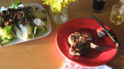salad with pork chop