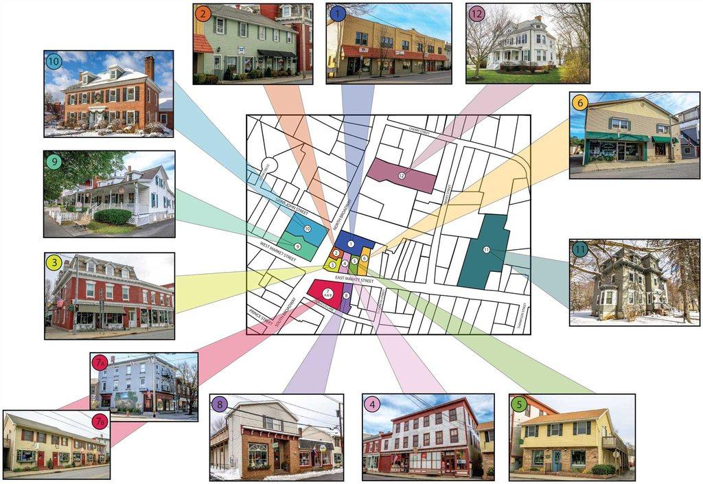 This graphic illustrates&nbsp;just how central the buildings for sale are in the village.