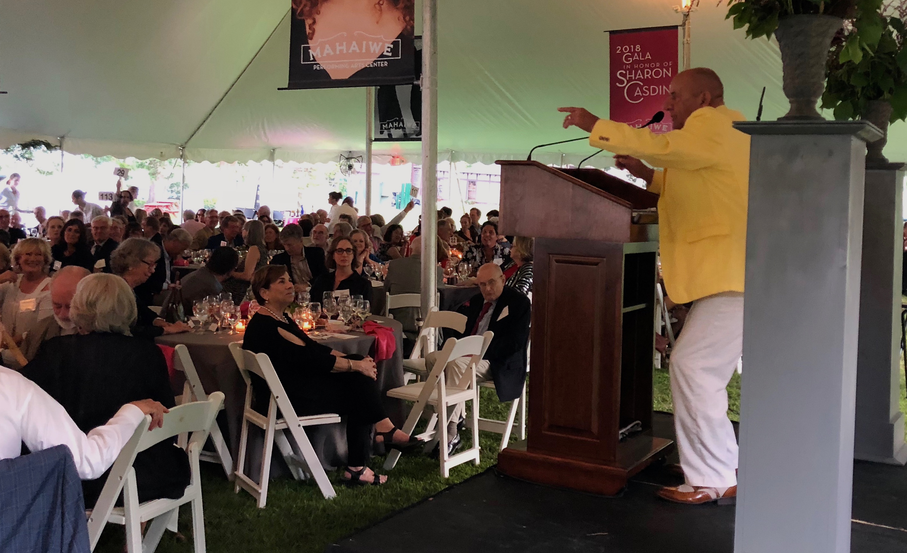 Auctioneer Louis Caropreso leading&nbsp;the paddle raise auction.