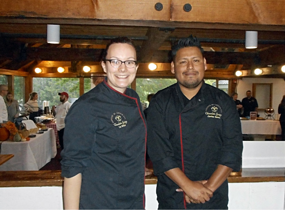 The pastry team from Chocolate Springs: Liz Witte and Carlos Gomez. Their partner was High Lawn Farm.
