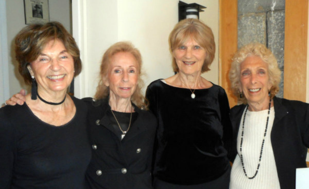 The smiling welcome committee: June Wink, Dassy Herman, Jane Hason and Rita Kasky.