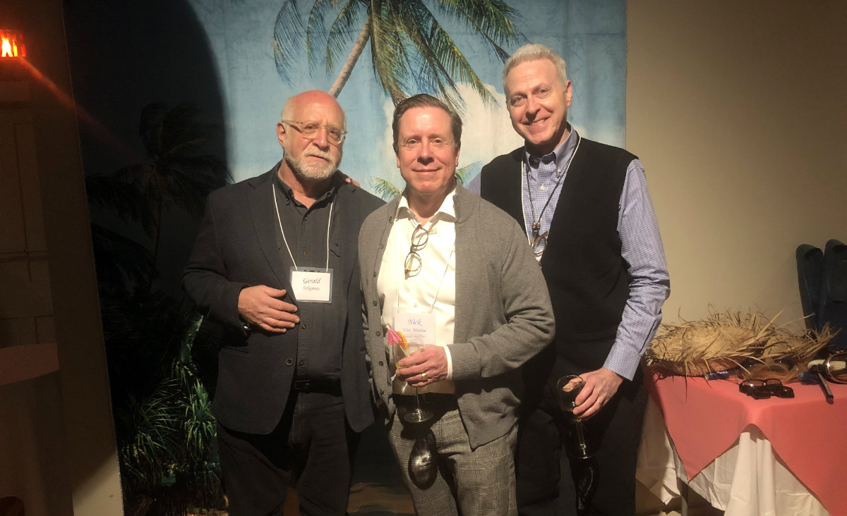 Photographer Gerald Seligman, Board President Nick Van Alstine and Wayne Greene get ready to greet guests.