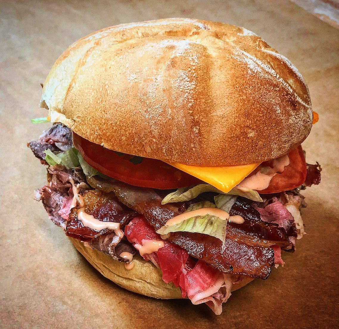 Roast beef with bacon